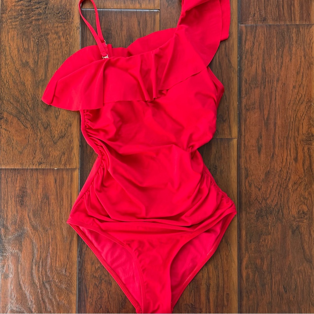 Wilton Red One Piece Swimsuit with Ruffled Detail